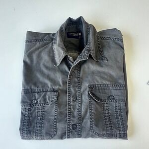 Firewood Wear Abouts Mens Gray Short Sleeve Button Up Shirt Size M Utility